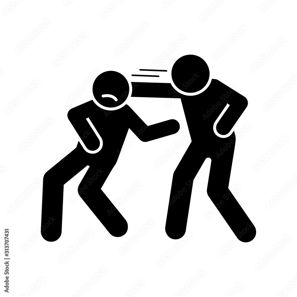 Poster attack men angry icon. simple pictogram of fighting icons for ui and ux, website or mobile applicati