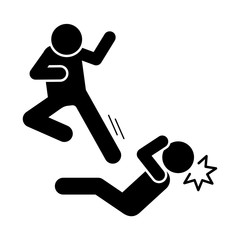 Men kick flying icon. Simple pictogram of fighting icons for ui and ux, website or mobile application