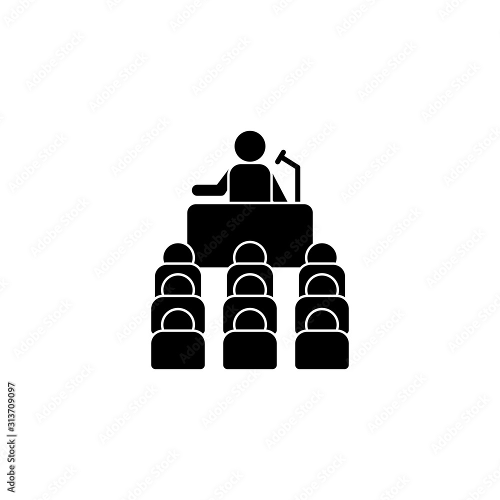 Poster microphone training table icon. simple business indoctrination icons for ui and ux, website or mobil