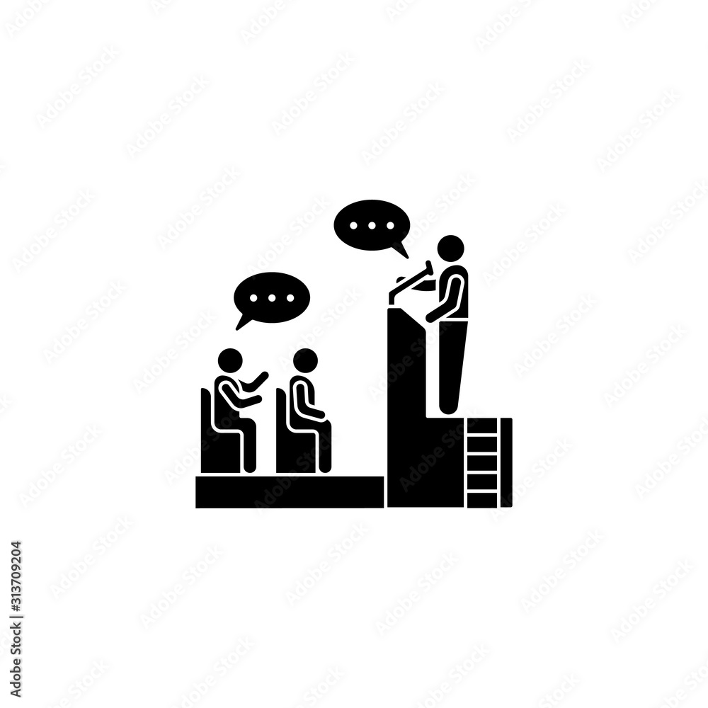 Aufkleber trainer questions chat bubbles icon. simple business indoctrination icons for ui and ux, website or 
