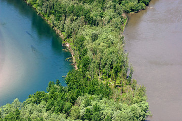 Confluence of Mura and Drava rivers