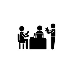 Trainer sitting laptop icon. Simple business indoctrination icons for ui and ux, website or mobile application