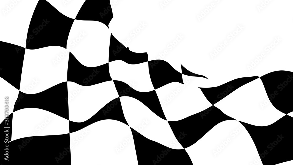 Poster optical illusion wave. chess waves board. abstract 3d black and white illusions. horizontal lines st