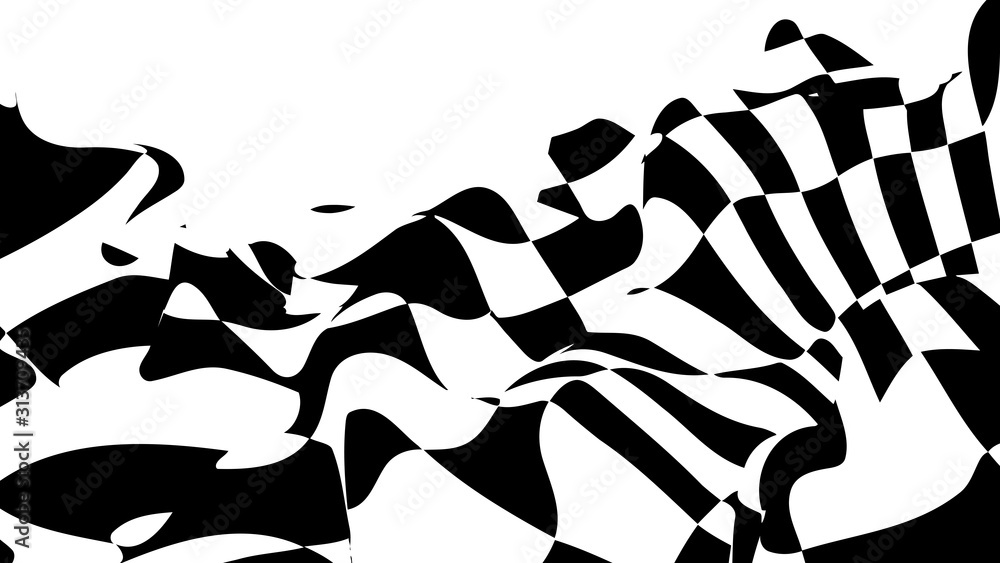 Aufkleber optical illusion wave. chess waves board. abstract 3d black and white illusions. horizontal lines st