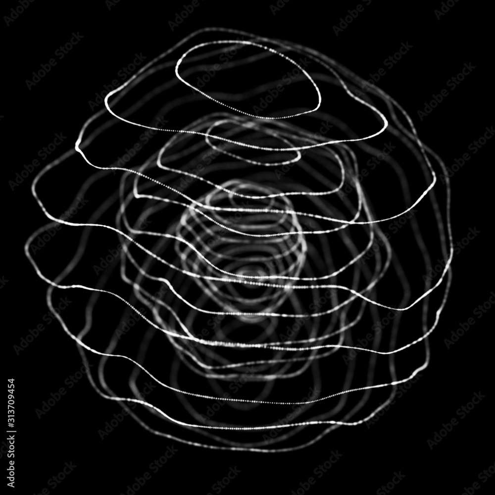 Poster abstract 3d sphere made of points. futuristic technology style. sphere particles. background . plexu