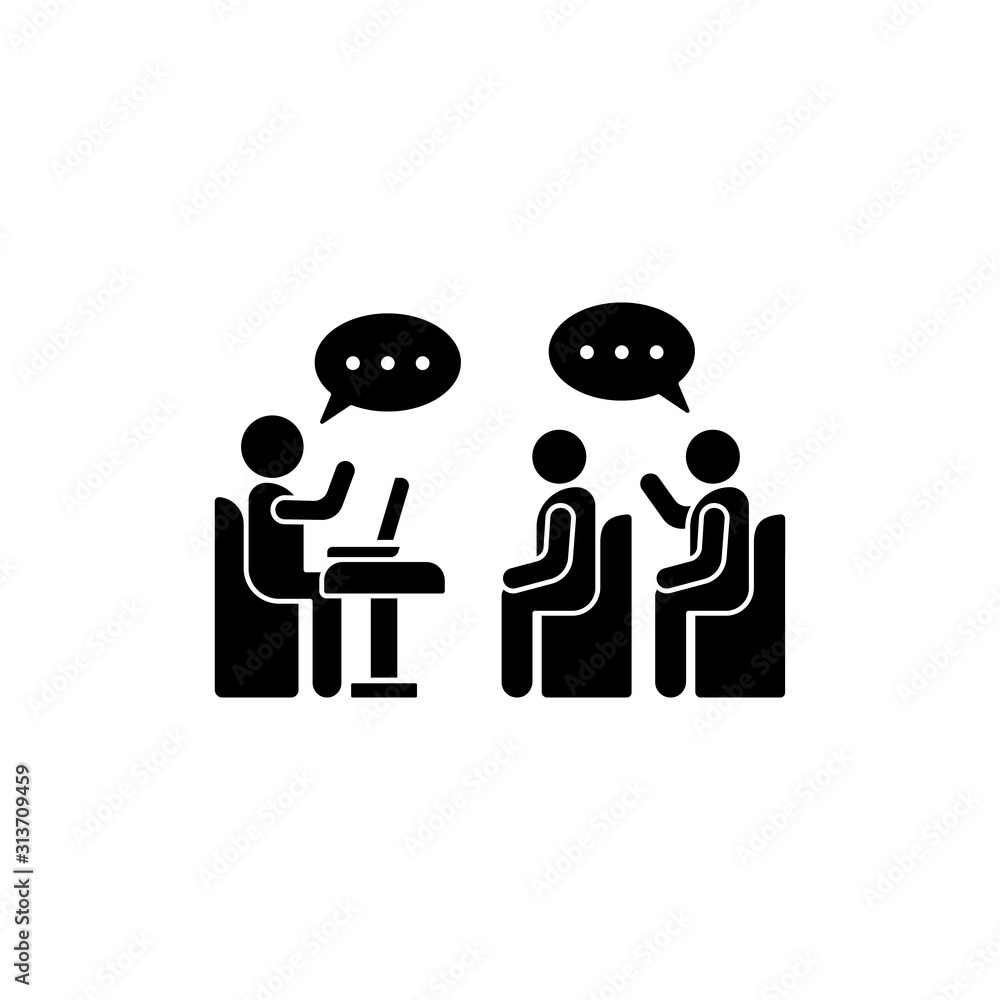 Aufkleber bubbles questions laptop trainer icon. simple business indoctrination icons for ui and ux, website o