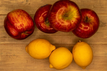 frutas, maçã, limão, vermelho, amarelo, saborosa