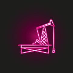 oil derrik neon style icon. Simple thin line, outline vector of desert icons for ui and ux, website or mobile application