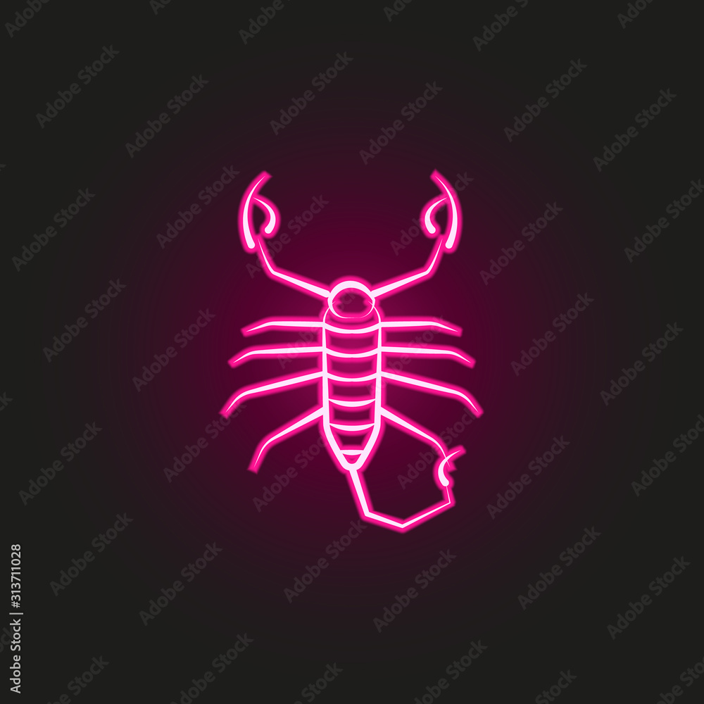 Poster desert scorpion neon style icon. simple thin line, outline vector of desert icons for ui and ux, web