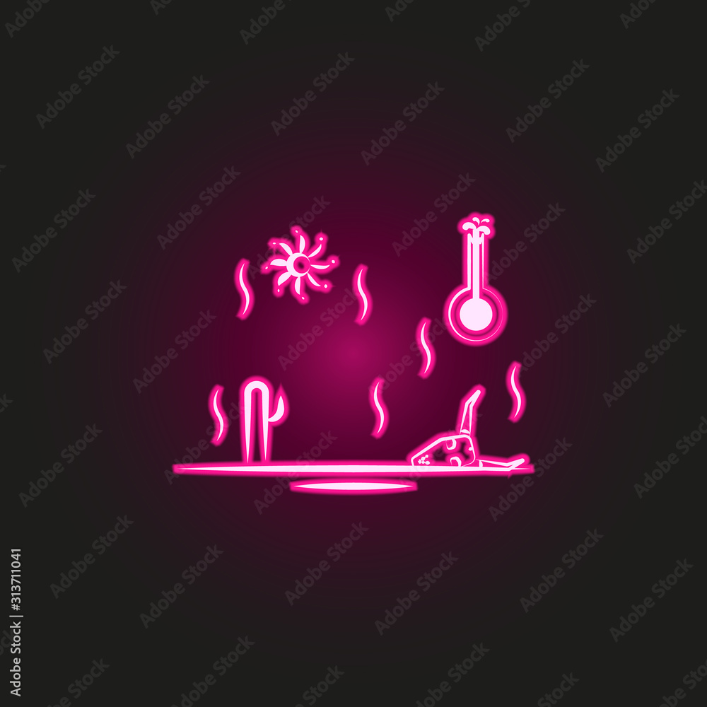 Poster desert, thermometer neon style icon. simple thin line, outline vector of desert icons for ui and ux,