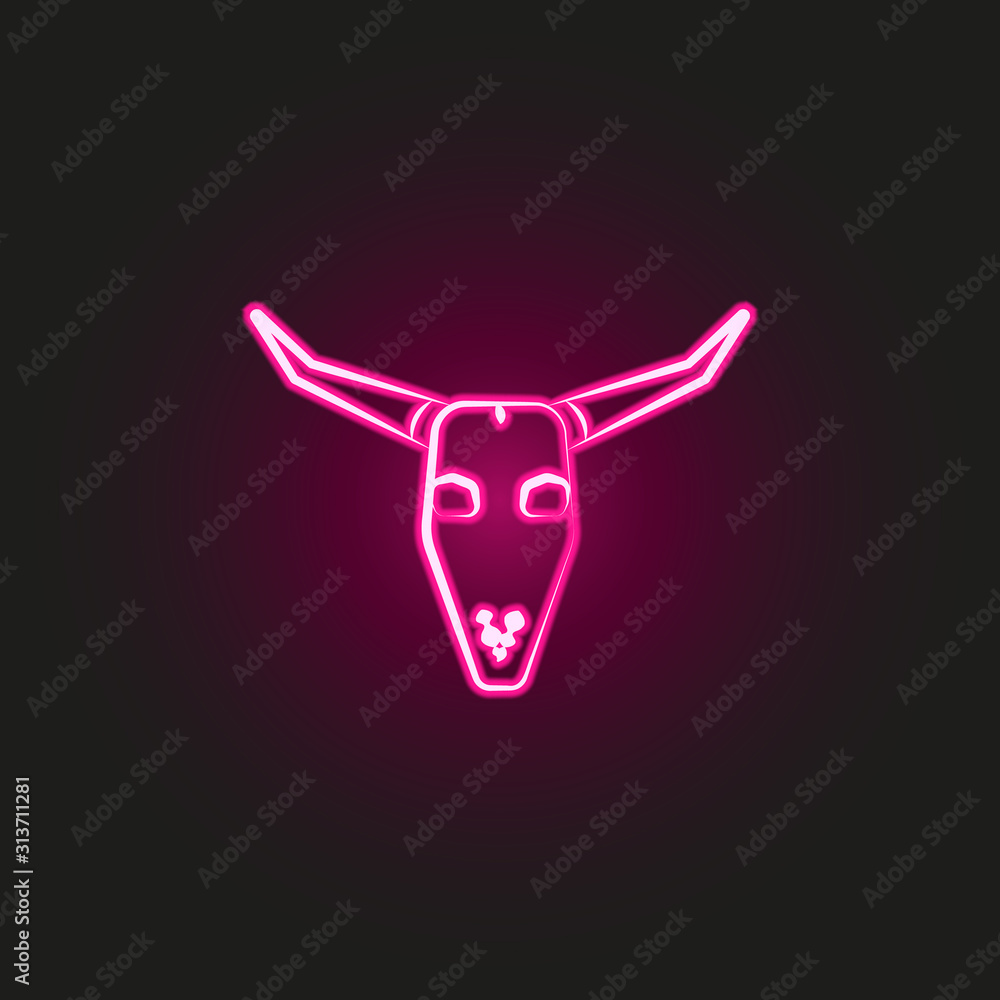 Poster bull skull neon style icon. simple thin line, outline vector of desert icons for ui and ux, website 