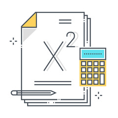 Math related color line vector icon, illustration