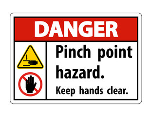 Danger Pinch Point Hazard,Keep Hands Clear Symbol Sign Isolate on White Background,Vector Illustration
