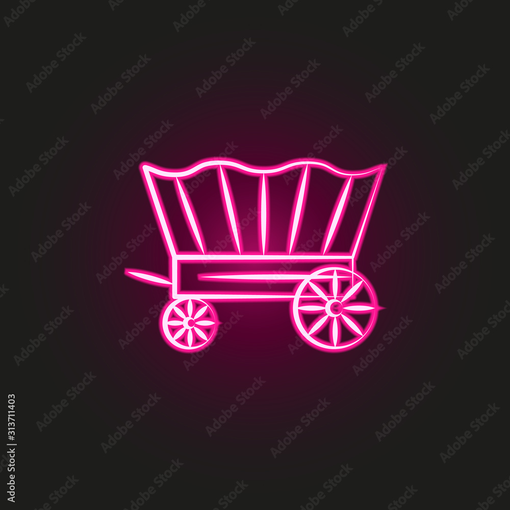 Poster wagon desert neon style icon. simple thin line, outline vector of desert icons for ui and ux, websit