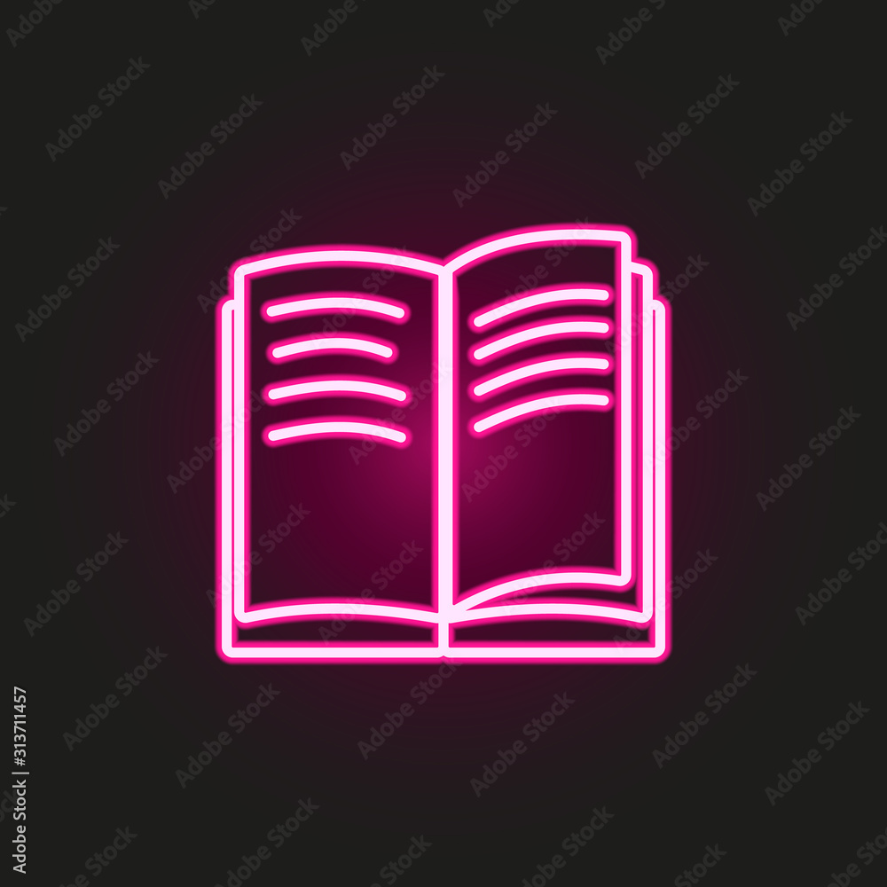 Poster open book neon style icon. simple thin line, outline vector of education icons for ui and ux, websit