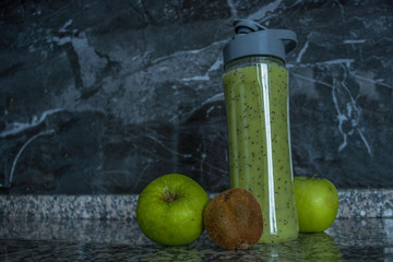 Healthy Food Smoothie Apple Kivi Green Bottle