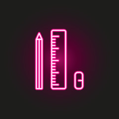 school implements neon style icon. Simple thin line, outline vector of education icons for ui and ux, website or mobile application