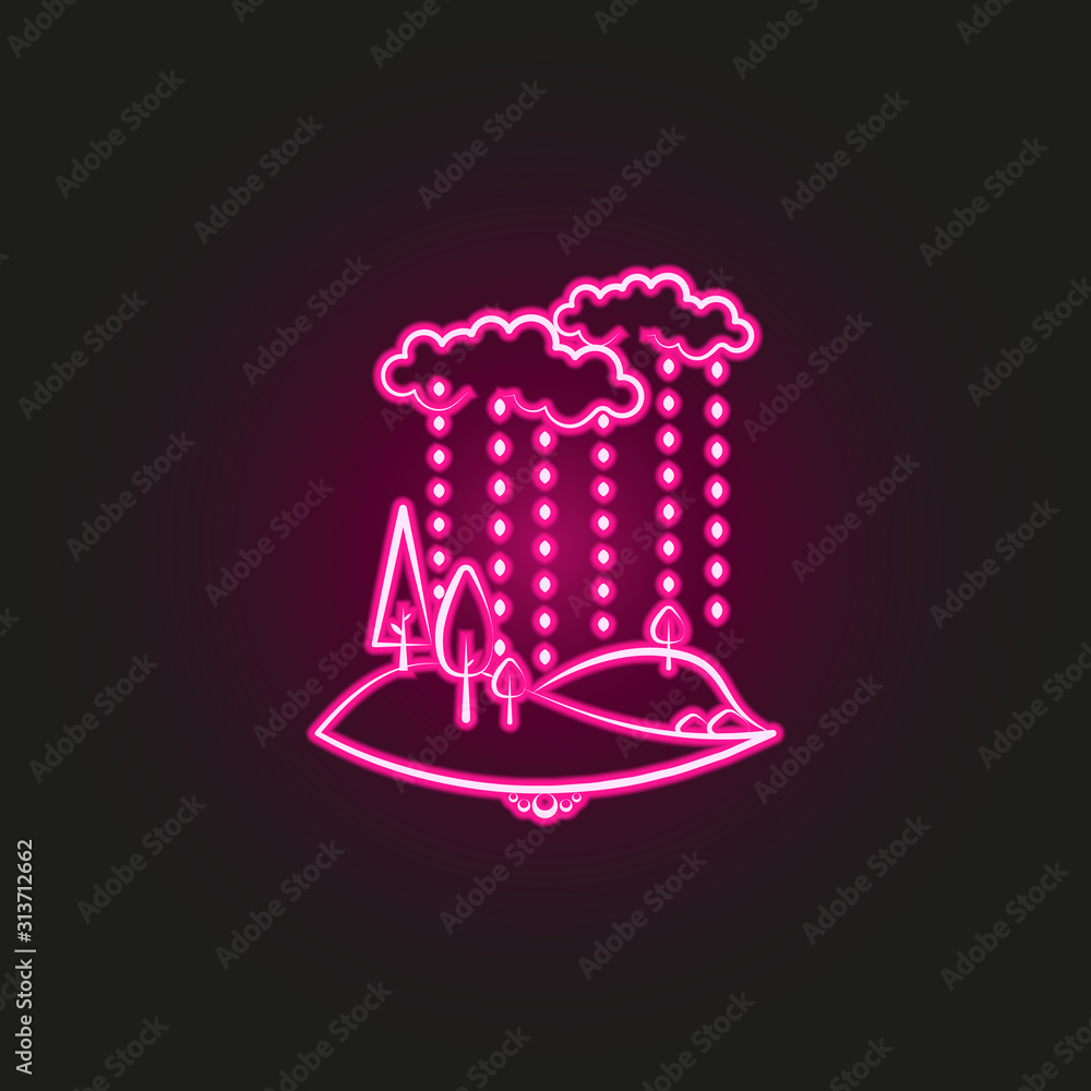 Poster cloud tree rain neon style icon. simple thin line, outline vector of landspace icons for ui and ux, 