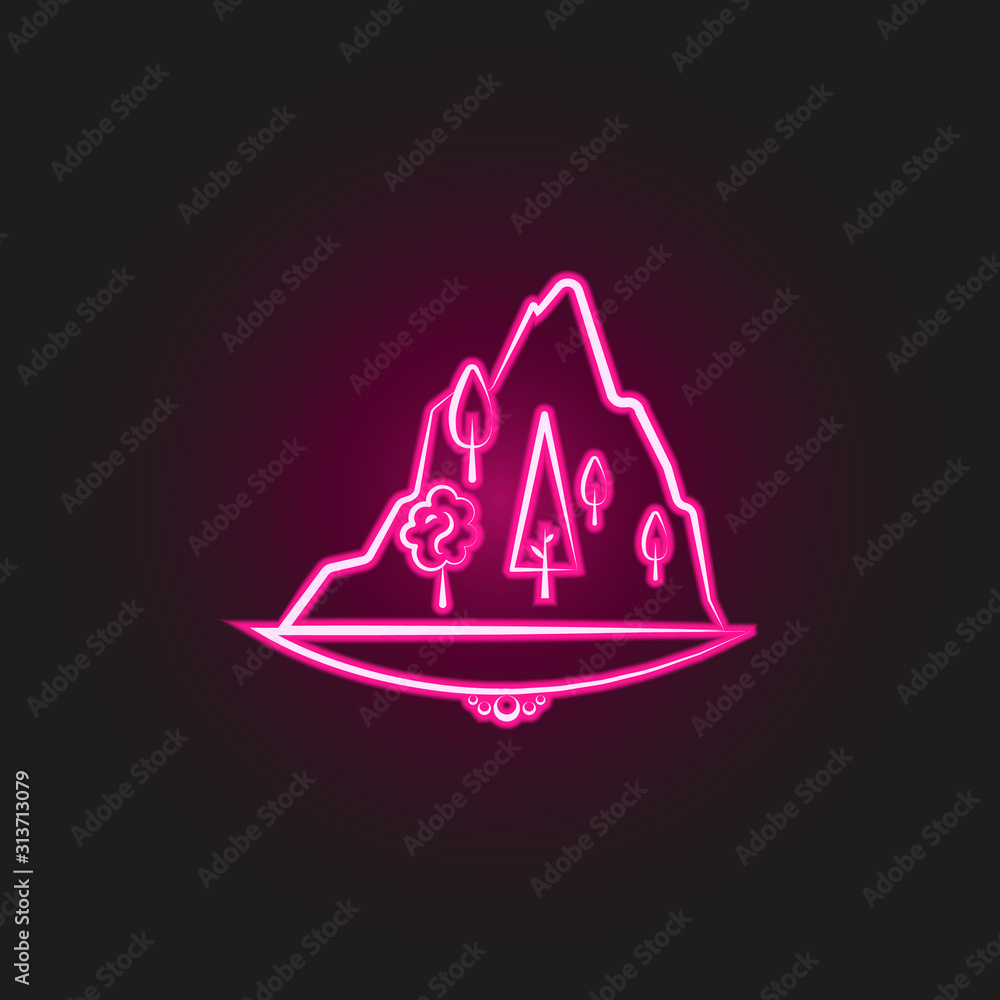 Poster tree cloud neon style icon. simple thin line, outline vector of landspace icons for ui and ux, websi