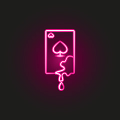 blood card, gambling neon style icon. Simple thin line, outline vector of mafia icons for ui and ux, website or mobile application - obrazy, fototapety, plakaty