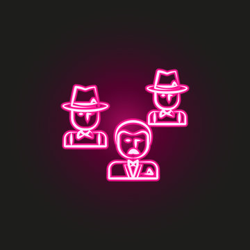 Gang, Criminal, Godfather, Mafia Neon Style Icon. Simple Thin Line, Outline Vector Of Mafia Icons For Ui And Ux, Website Or Mobile Application