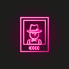 wanted, Mafioso neon style icon. Simple thin line, outline vector of mafia icons for ui and ux, website or mobile application