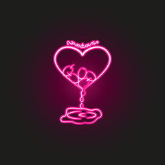 Olive oil, heart decoration neon style icon. Simple thin line, outline vector of oliver icons for ui and ux, website or mobile application