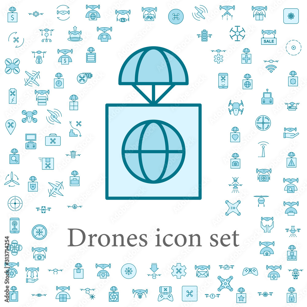 Poster global premise icon. drones icons universal set for web and mobile
