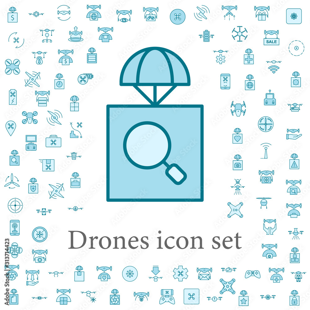 Poster parachuting icon. drones icons universal set for web and mobile
