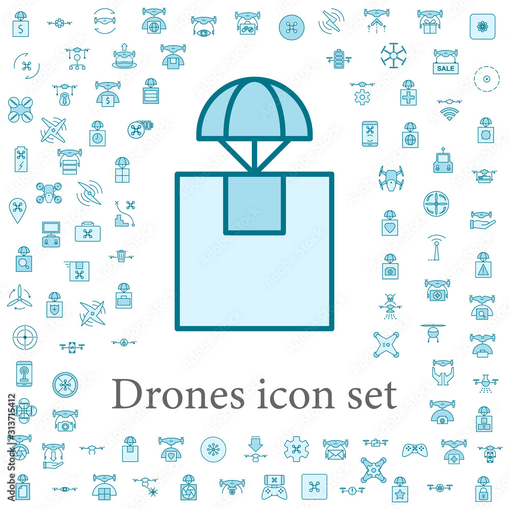 Poster parachuting icon. drones icons universal set for web and mobile