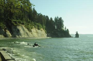 View of cliffs and water right by the coast 