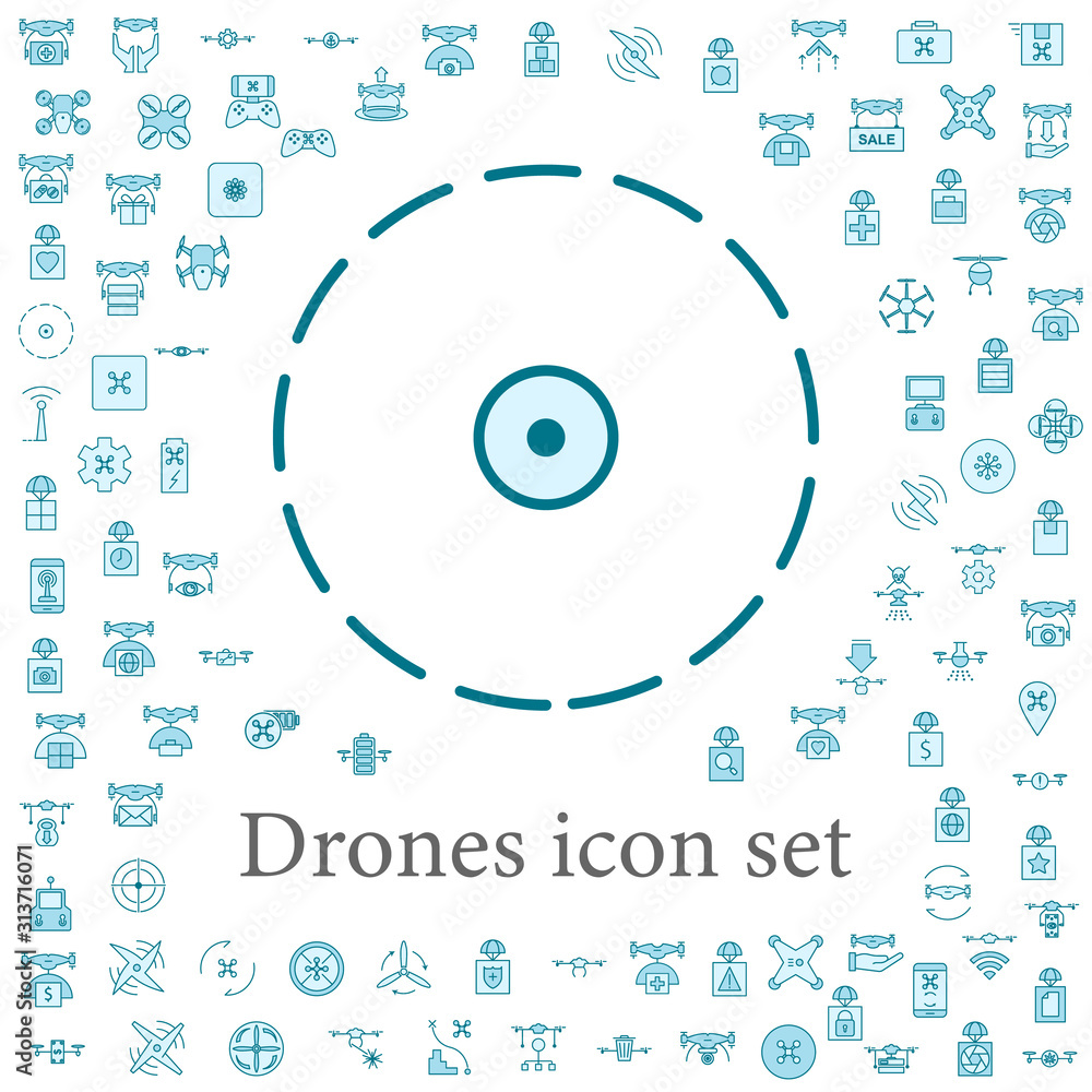 Poster dotted circle icon. drones icons universal set for web and mobile