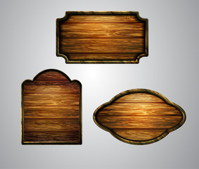 Vector realistic illustration of wooden signboard