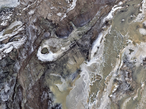 Ice pattern. The aerial shot was taken in Iceland from a Cessna plane