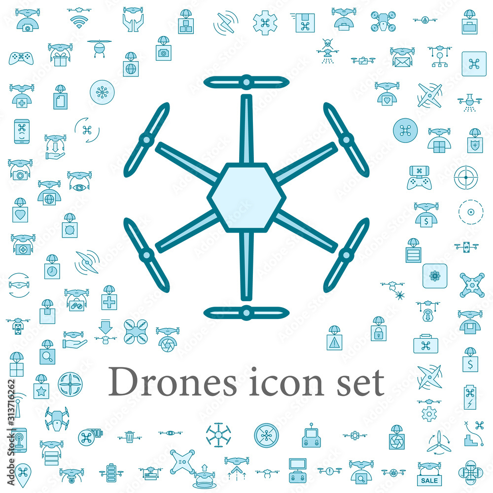 Poster drone propellers icon. drones icons universal set for web and mobile