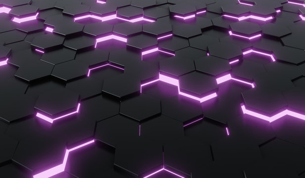 Abstract black of futuristic surface honeycom hexagon pattern