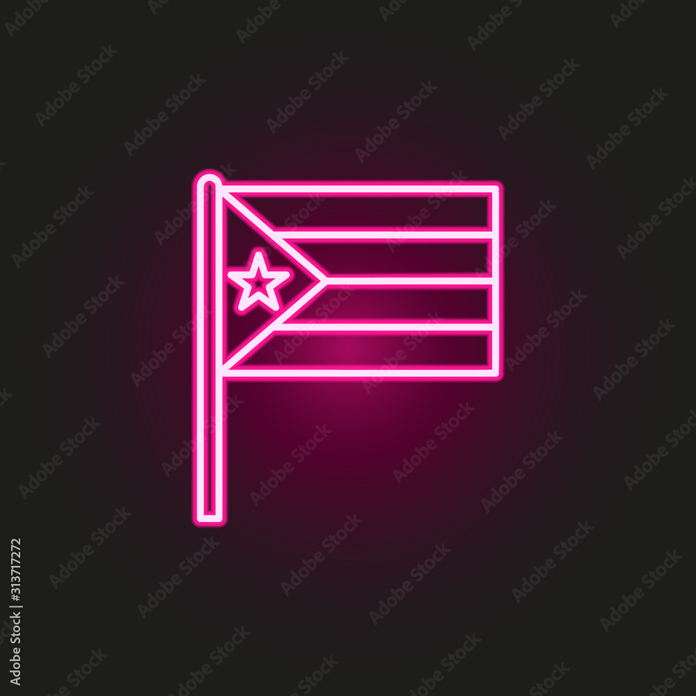 Poster puerto rico neon style icon. simple thin line, outline vector of flags icons for ui and ux, website 