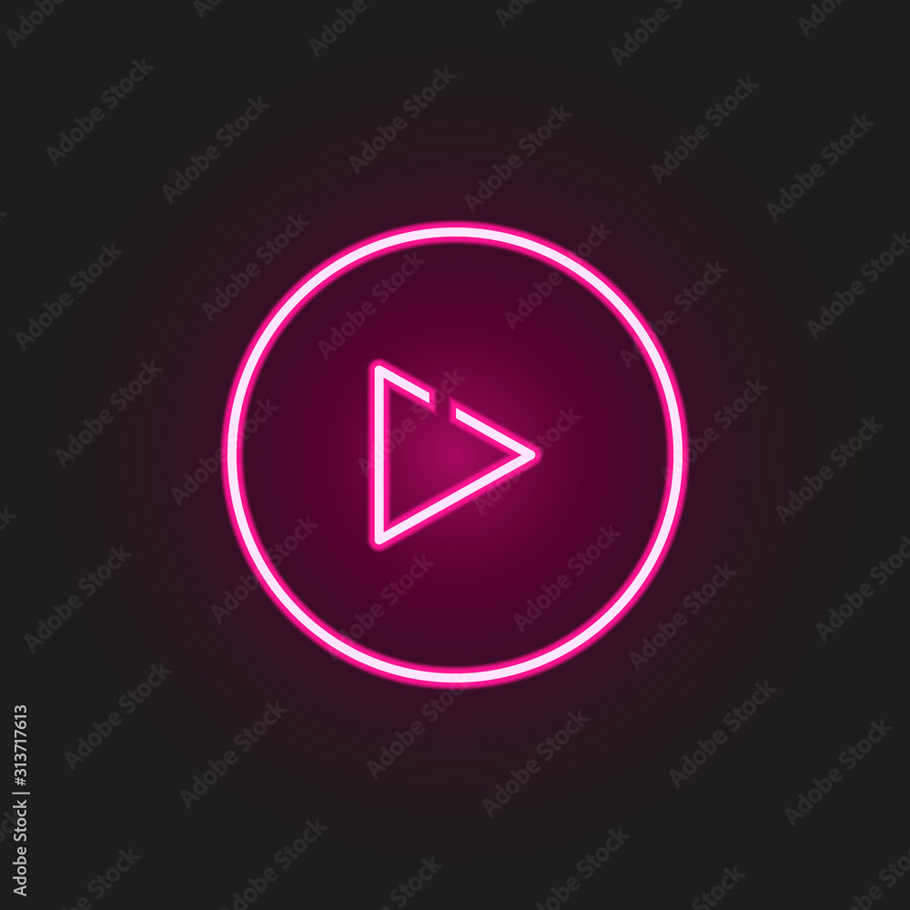 Poster play sign neon style icon. simple thin line, outline vector of web icons for ui and ux, website or m