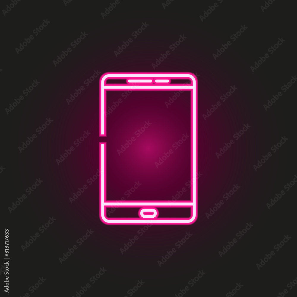 Poster smart phone neon style icon. simple thin line, outline vector of web icons for ui and ux, website or