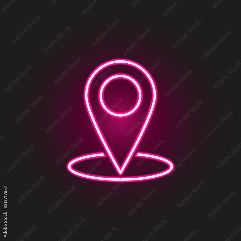 Poster pin neon style icon. simple thin line, outline vector of web icons for ui and ux, website or mobile 
