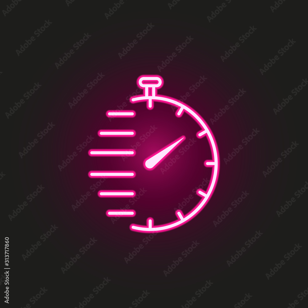 Poster stopwatch neon style icon. simple thin line, outline vector of web icons for ui and ux, website or m