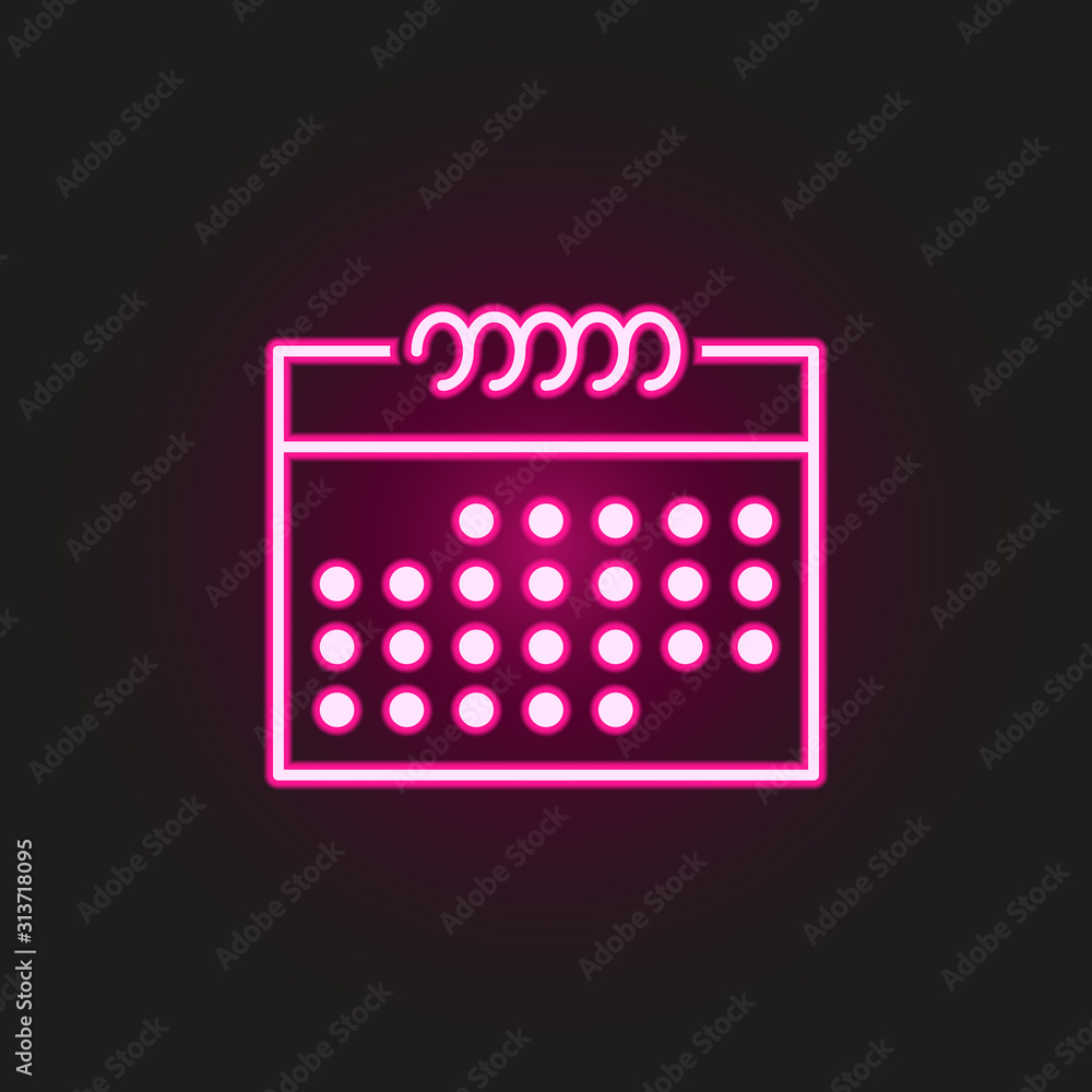 Poster the calendar neon style icon. simple thin line, outline vector of web icons for ui and ux, website o