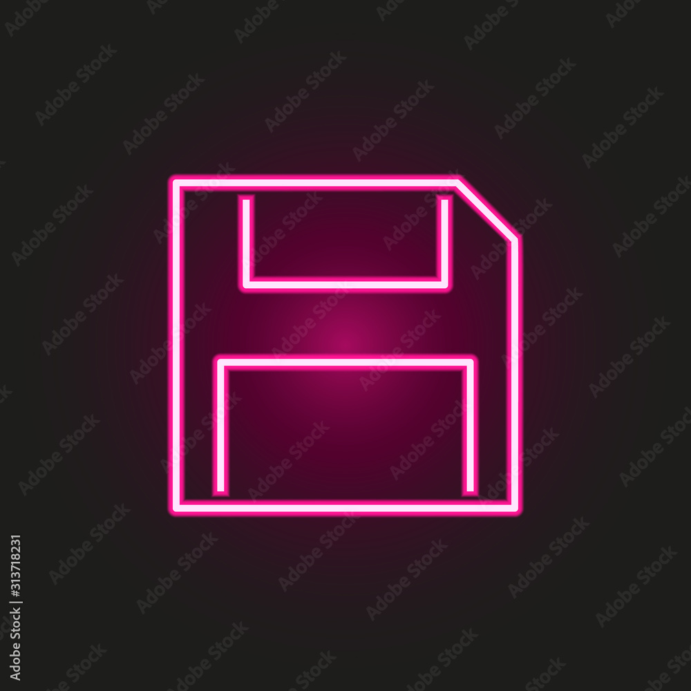 Poster floppy disc neon style icon. simple thin line, outline vector of web icons for ui and ux, website or