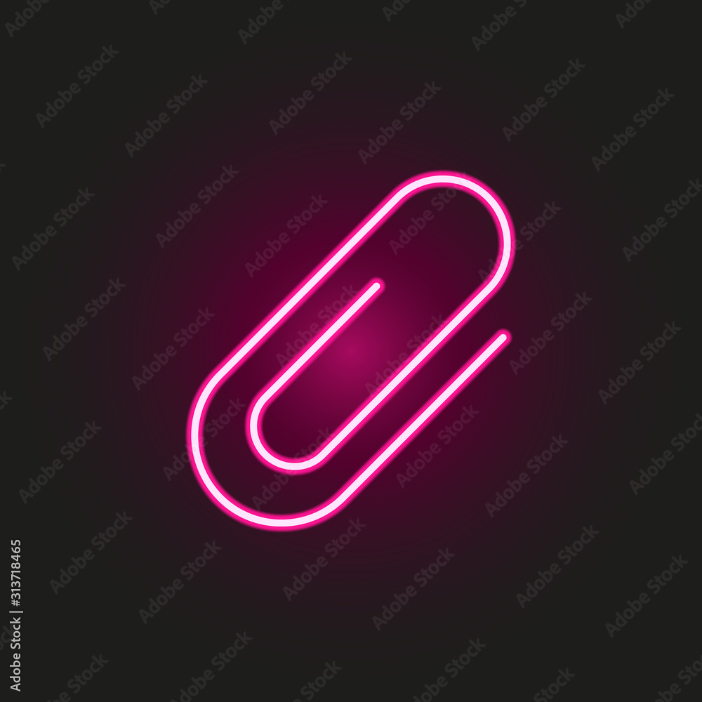 Poster paper clip neon style icon. simple thin line, outline vector of web icons for ui and ux, website or 