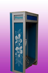 Hawaiian phone booth cutout on pink gradient