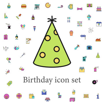 festive hat colored icon. birthday icons universal set for web and mobile