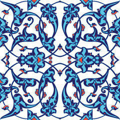Iznik tile pattern with floral ornaments