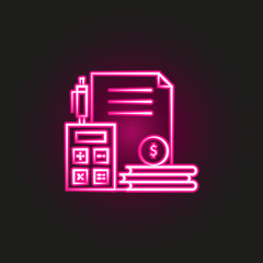 Debt financial accounting neon style icon. Simple thin line, outline vector of business and management icons for ui and ux, website or mobile application