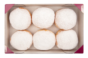Fototapeta na wymiar Box with six german donuts