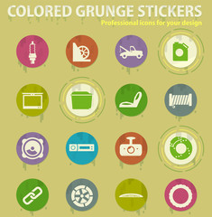 Car shop colored grunge icons